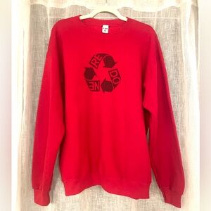 Re/Done Upcycled Recycle Red Oversized Sweatshirt